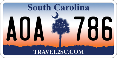SC license plate AOA786