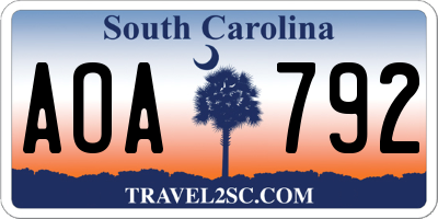 SC license plate AOA792