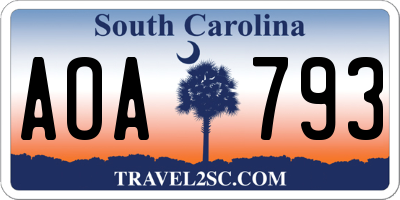 SC license plate AOA793