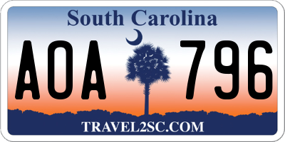 SC license plate AOA796