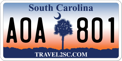SC license plate AOA801