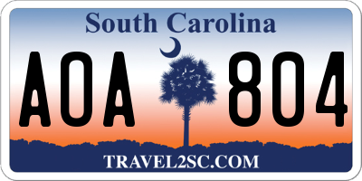 SC license plate AOA804