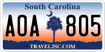 SC license plate AOA805