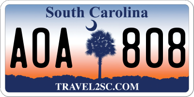 SC license plate AOA808