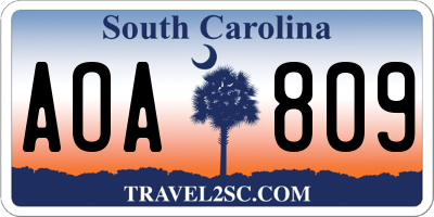 SC license plate AOA809