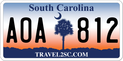 SC license plate AOA812
