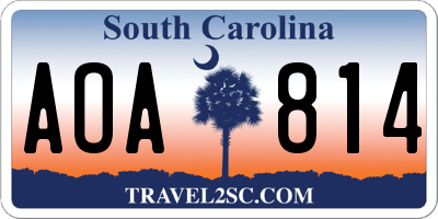 SC license plate AOA814