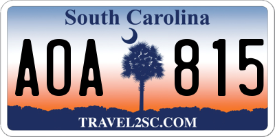 SC license plate AOA815