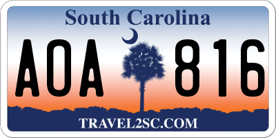 SC license plate AOA816
