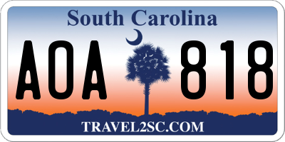 SC license plate AOA818