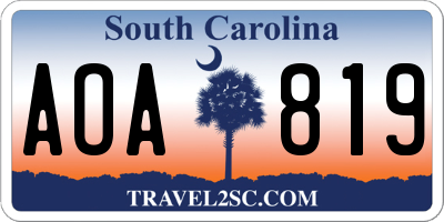 SC license plate AOA819