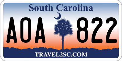SC license plate AOA822