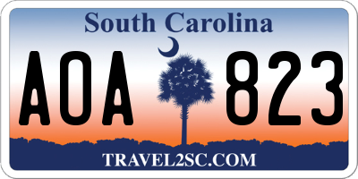 SC license plate AOA823