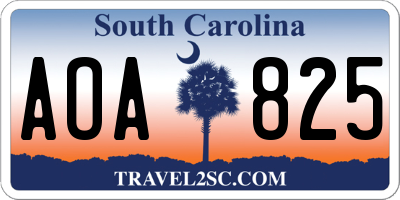 SC license plate AOA825