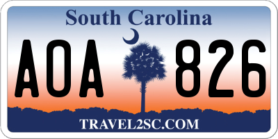 SC license plate AOA826