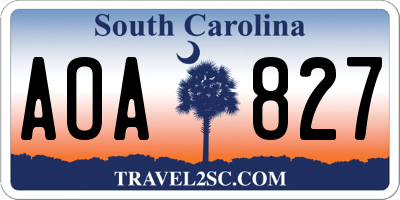 SC license plate AOA827