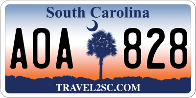 SC license plate AOA828