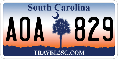 SC license plate AOA829