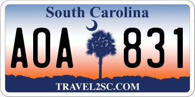 SC license plate AOA831