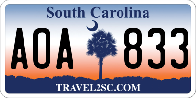 SC license plate AOA833
