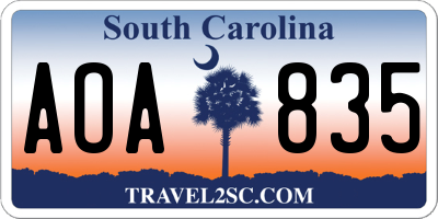 SC license plate AOA835