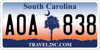SC license plate AOA838