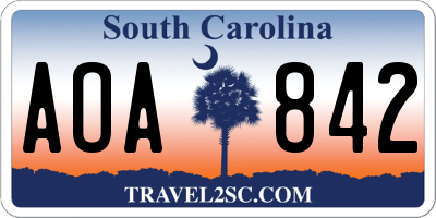 SC license plate AOA842