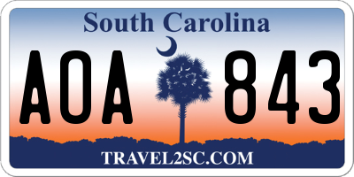 SC license plate AOA843