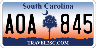 SC license plate AOA845