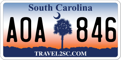 SC license plate AOA846