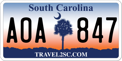 SC license plate AOA847