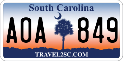 SC license plate AOA849