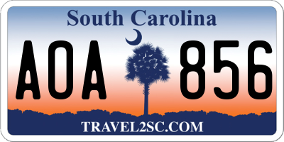 SC license plate AOA856