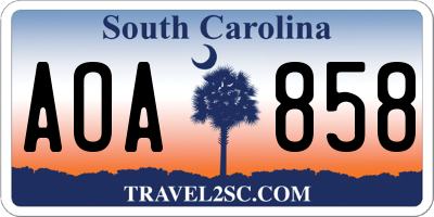 SC license plate AOA858