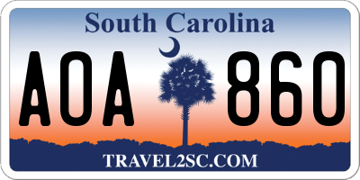SC license plate AOA860