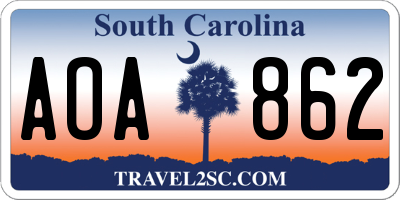 SC license plate AOA862