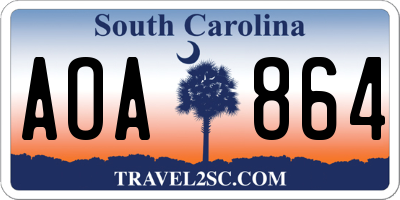 SC license plate AOA864
