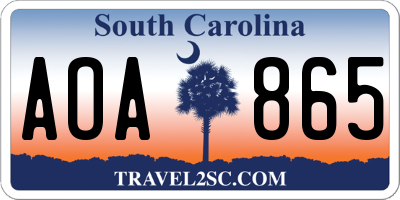 SC license plate AOA865
