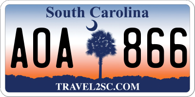 SC license plate AOA866