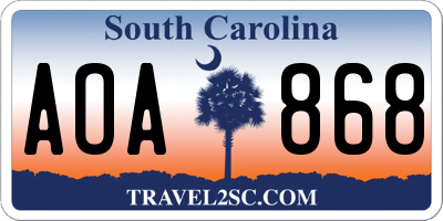 SC license plate AOA868