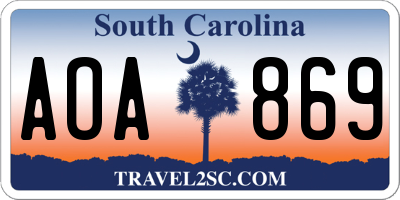 SC license plate AOA869