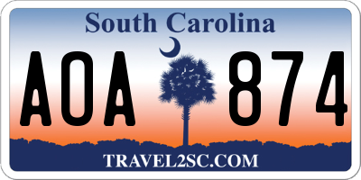 SC license plate AOA874
