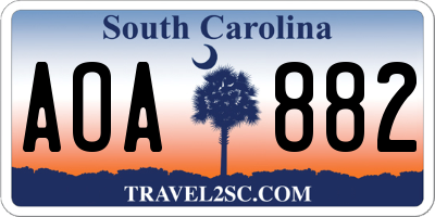 SC license plate AOA882