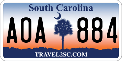 SC license plate AOA884