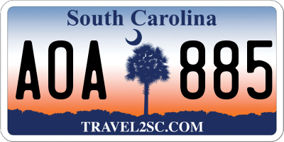 SC license plate AOA885
