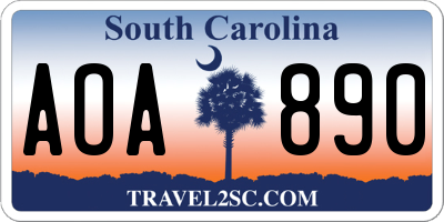SC license plate AOA890