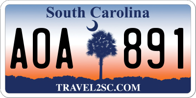 SC license plate AOA891