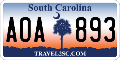 SC license plate AOA893