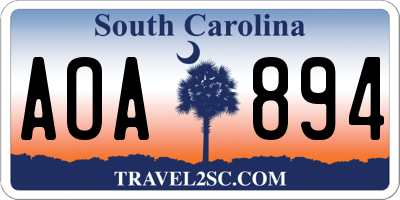 SC license plate AOA894