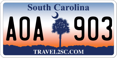 SC license plate AOA903